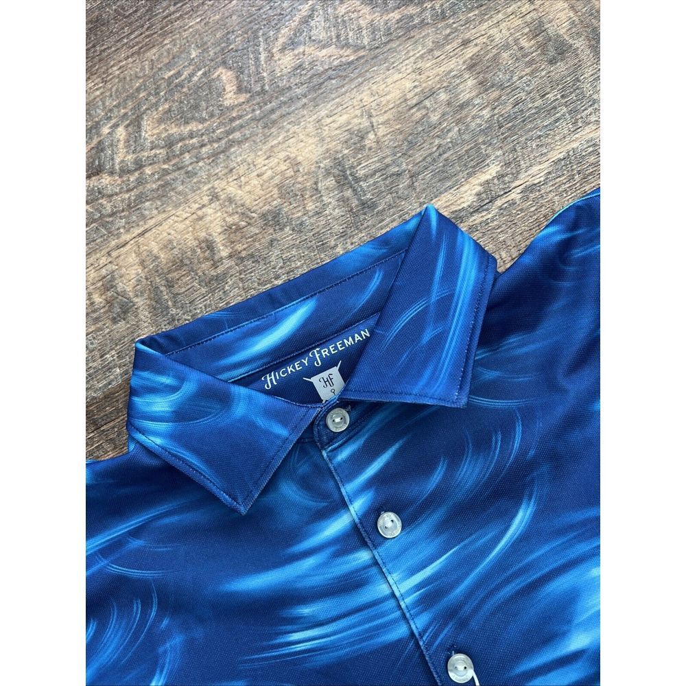 Hickey‎ Freeman Vortex Tech Pique Golf Polo Men's Small Blue Performance UPF